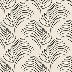 Trendy minimalist seamless botanical pattern with abstract creative hand drawn composition