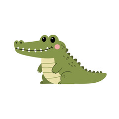 Cartoon crocodile smiling cheerfully against a plain white background