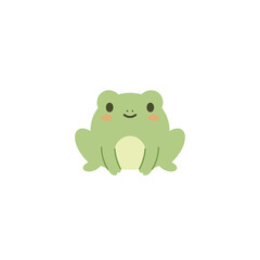 Cartoon frog character smiling cheerfully against a plain white background