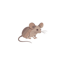 Cute cartoon mouse sitting on a plain background, showcasing its playful demeanor