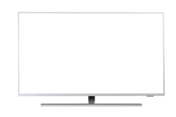 Modern flat-screen television in minimalist design on white background