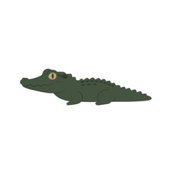 Cartoon crocodile lounging on a white background, ideal for children's illustrations