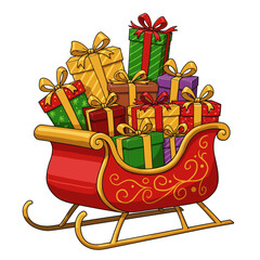 gift box on cart with christmas decoration concept for product display