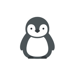 Cute cartoon penguin character with a simple design against a white background
