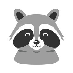 Playful raccoon character with a cheerful expression against a simple background