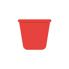 Red paper cup on white background with simple design, ideal for food and beverage imagery