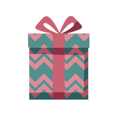 Colorful gift box with a decorative bow against a plain white background