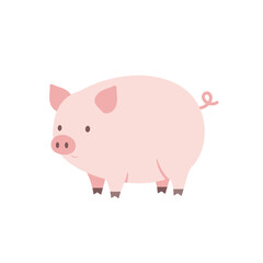 Playful cartoon piglet trotting happily across a white background, symbolizing joy