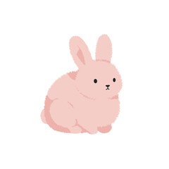 Cute pink bunny sitting on a white background, perfect for children's illustrations