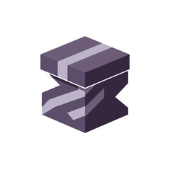 Abstract geometric shapes in shades of purple and gray creating a modern art piece