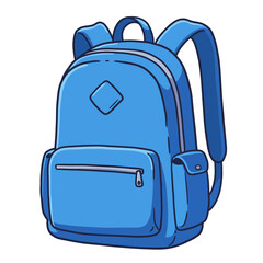 Backpack with school supplies, isolated on white