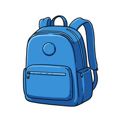 Backpack with school supplies, isolated on white
