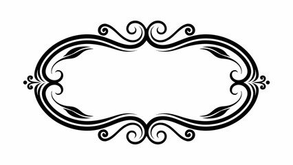 Elegant Black Ornamental Frame with Swirls and Leaves for Invitations Certificates or Decorative Design Projects on a White Background