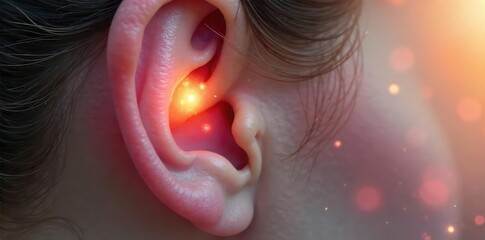 Close-up of a compassionate ear, symbolizing empathy, support, and attentive listening  Perfect for mental health, therapy, counseling, and understanding themes ,  healing,  wisdom,  quiet