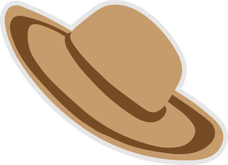 Hat summer doodle stickers, labels, logos, tags, sign for holiday, travel and vacation.