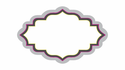 Ornate Frame with Gray Black Yellow and Pink Layers on a White Background for Graphic Design Projects