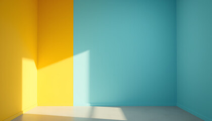 Fototapeta premium Empty room interior with a window and open door to the sky, a blank architectural space bathed in light, perfect for art exhibition or home design