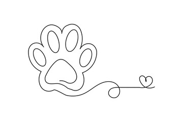 Dog pow footprint icon line art vector illustration