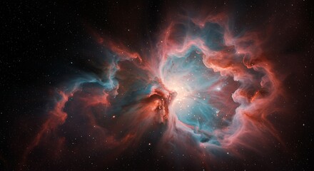 Fototapeta premium Vibrant Ethereal Nebula Swirling in Deep Outer Space with Colorful Galactic Clouds and Interstellar Dust Patterns