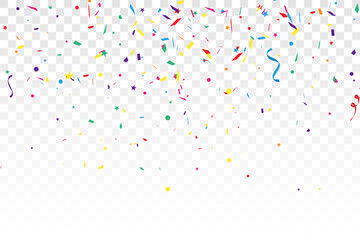 abstract colorful paper confetti on transparent background