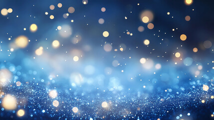 Fototapeta premium Celebrating with a sparkling blue background. Happy New Year banner
