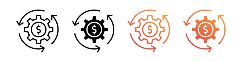 Progress Multiple Style Icon Set Vector 