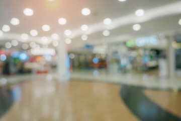 Bokeh for background. Blurred Indoor Shopping Mall Scene with Modern Design and Bright Lighting Atmosphere for Commercial Use