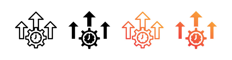 Productivity Multiple Style Icon Set Vector 