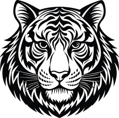 Vector illustrations of tiger heads, including white tiger and silhouette designs, are perfect for powerful animal logos or wildcat tattoo art