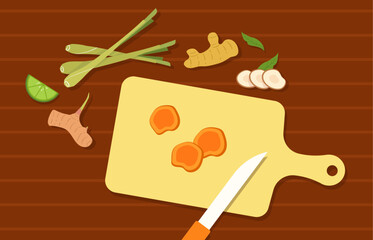 Jamu or traditional herb drinks illustration