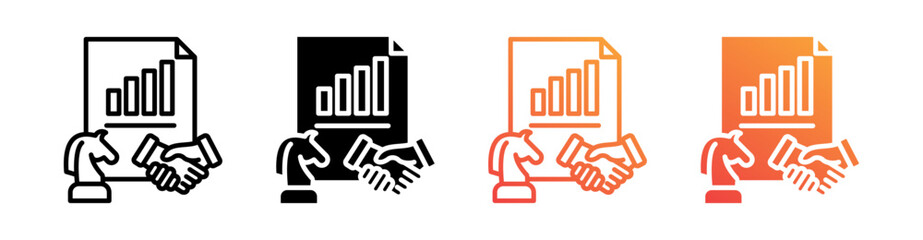 Strategic Partnership Multiple Style Icon Set Vector 