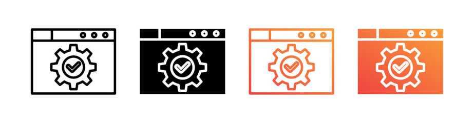 Development Multiple Style Icon Set Vector 