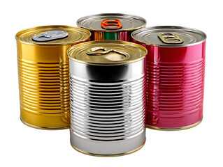 Assorted Tinned Food Cans in Steel Packaging Display