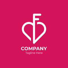 Letter F love logo icon design element. Initial F with heart logo concept.