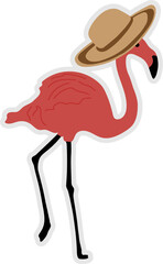 Flamingo summer doodle stickers, labels, logos, tags, sign for holiday, travel and vacation.