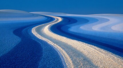 Abstract landscape of winding pathways.