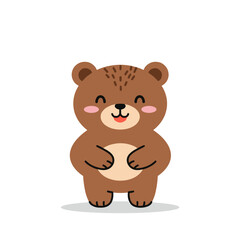 Cute cartoon bear character smiling against a simple white background, ideal for children's designs