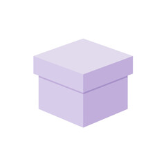 Abstract geometric purple and white cube floating with soft shadows in a minimalistic space