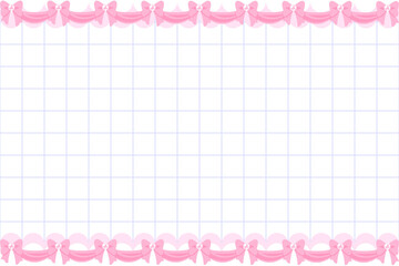 フリルリボンマス目柄ピンク