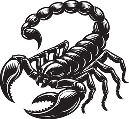 Black and White Scorpion Vector Illustration – Aggressive Insect Tattoo Design	
