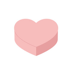 Soft pink heart shape with a subtle gradient, symbolizing love and affection, against a clean white background