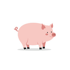 Playful cartoon pig standing against a plain background, ideal for children's content