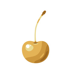 Cartoon-style illustration of a pear with a curved stem on a plain background