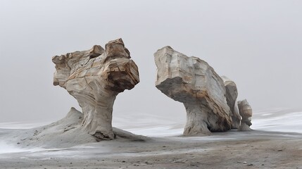 Unusual rock formations in a desolate landscape.