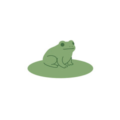 A green frog sitting peacefully on a lily pad in a serene pond setting