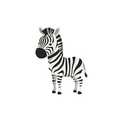 Cartoon zebra standing upright against a plain background, showcasing its stripes