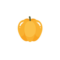 Vibrant orange bell pepper illustration with a minimalist white background