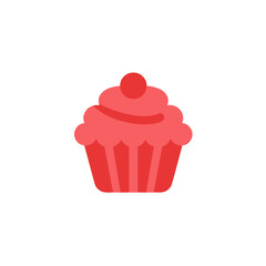 Colorful cupcake with red frosting and sprinkles on a white background