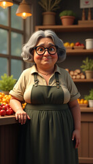 portrait of a woman in grocery shop