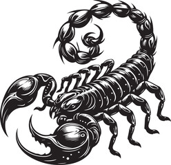 Black and White Scorpion Vector Illustration &ndash; Aggressive Insect Tattoo Design	
